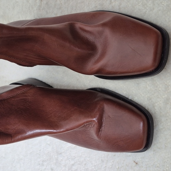 Sam Edelman Thatcher Brown Leather Square Toe Ankle Boot 9M - Picture 10 of 13